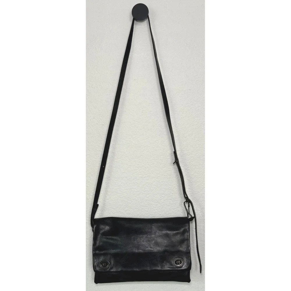 Delle Cose Poste Italia Black Leather Crossbody Italian Made Purse Dust Cover